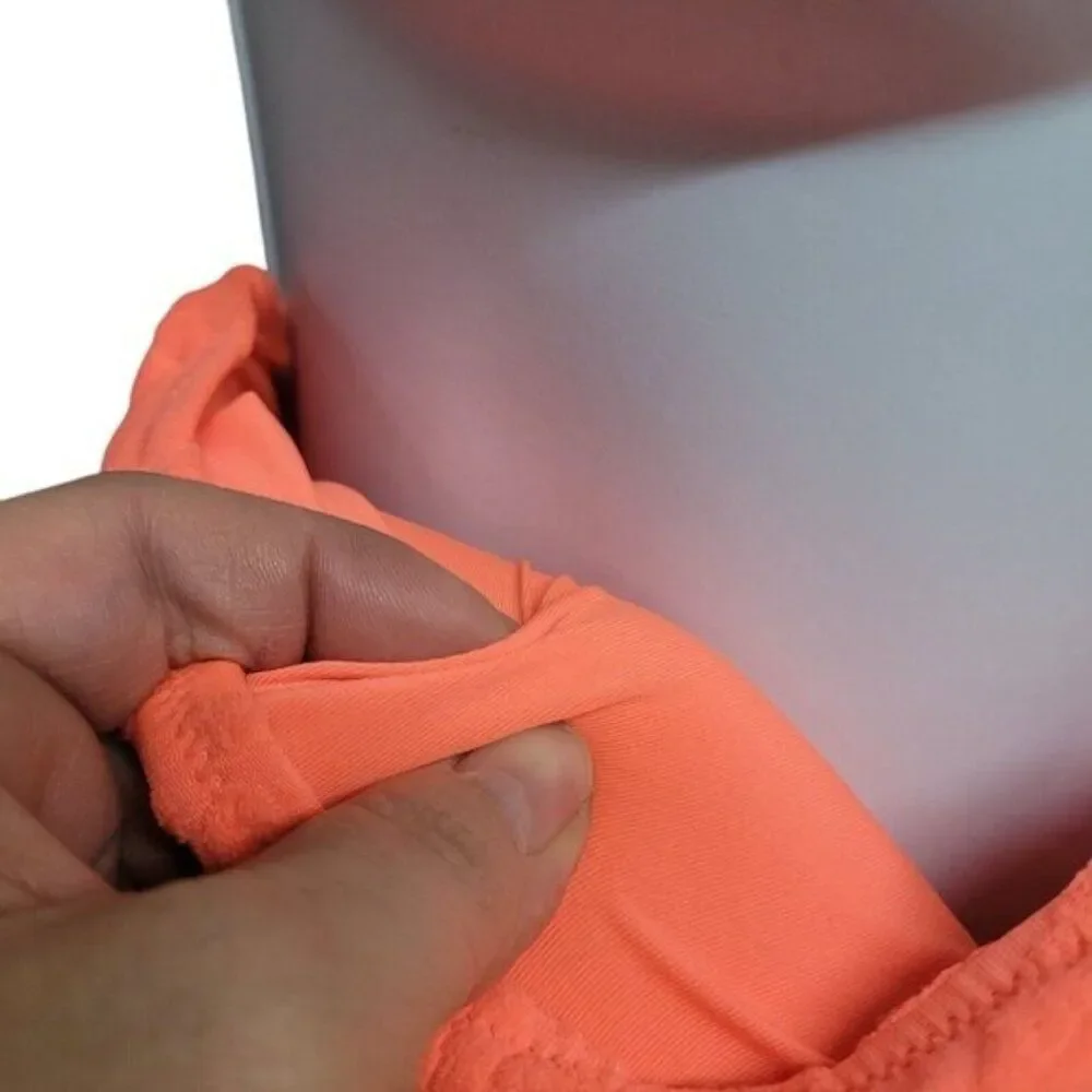 Aerie Terry Cut Out Strapless Neon Orange‎ One Piece Swimsuit S